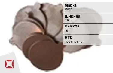 Медная заготовка М00б 1400х90 мм ГОСТ 193-79 в Костанае